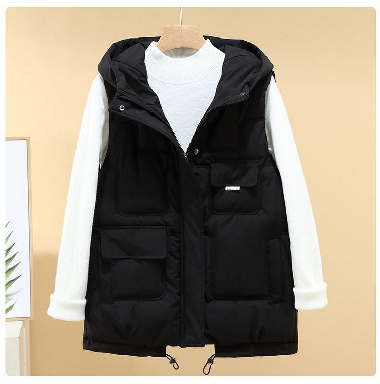 Cotton vest women s 2025 autumn and winter new Korean version down cotton vest thin jacket hooded vest cotton jacket vest M (80-55 kg)