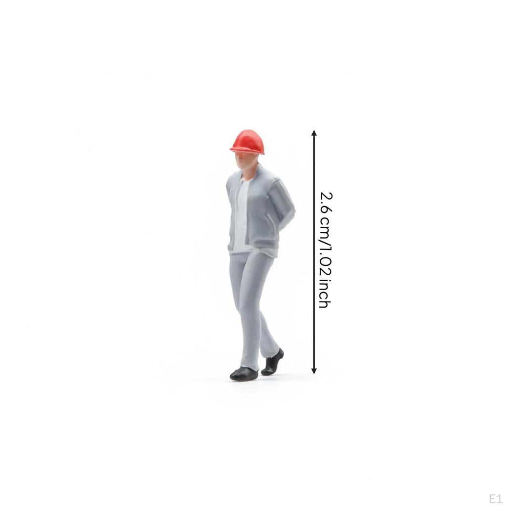 1:64 Scale Worker Figurine Molded Hard Hat Figure Realistic Standing Construction for