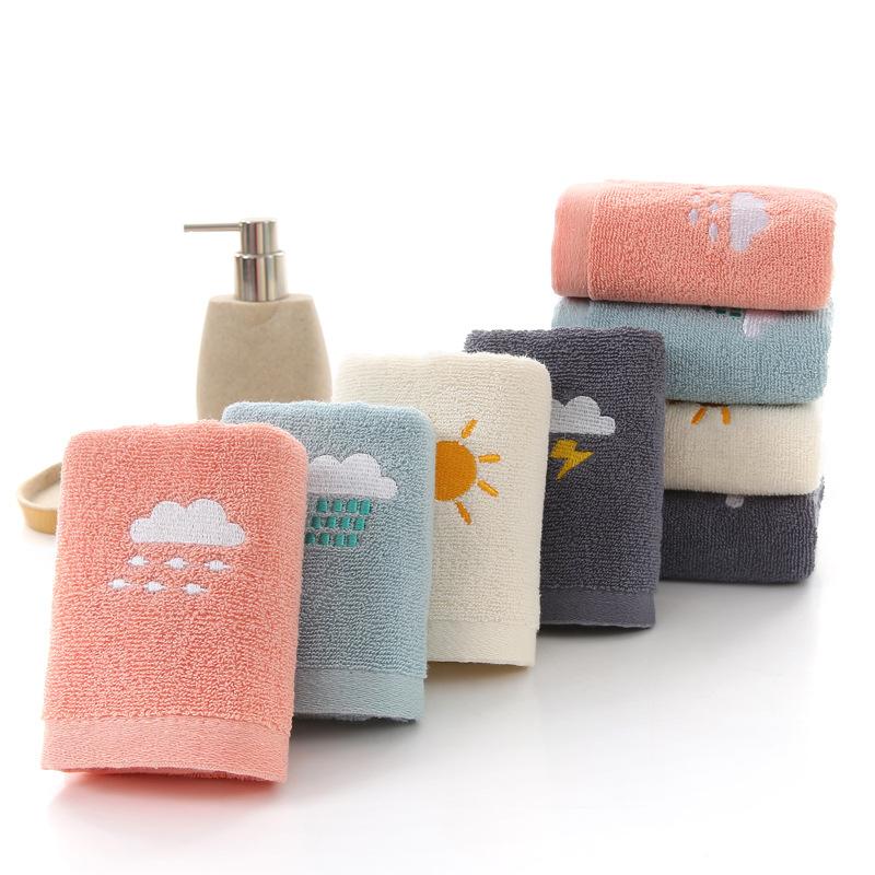 Towel Cotton, Pure Cotton Embroidered Weather Towel Household Face Towel Soft Towel