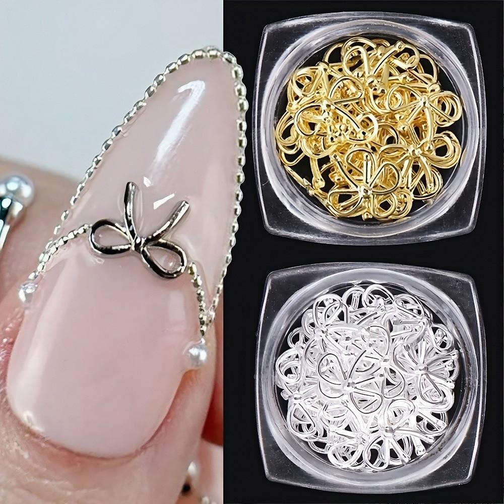 3D Nail Art Rhinestones Gold Silver Nail Art Decorations Y2K Style