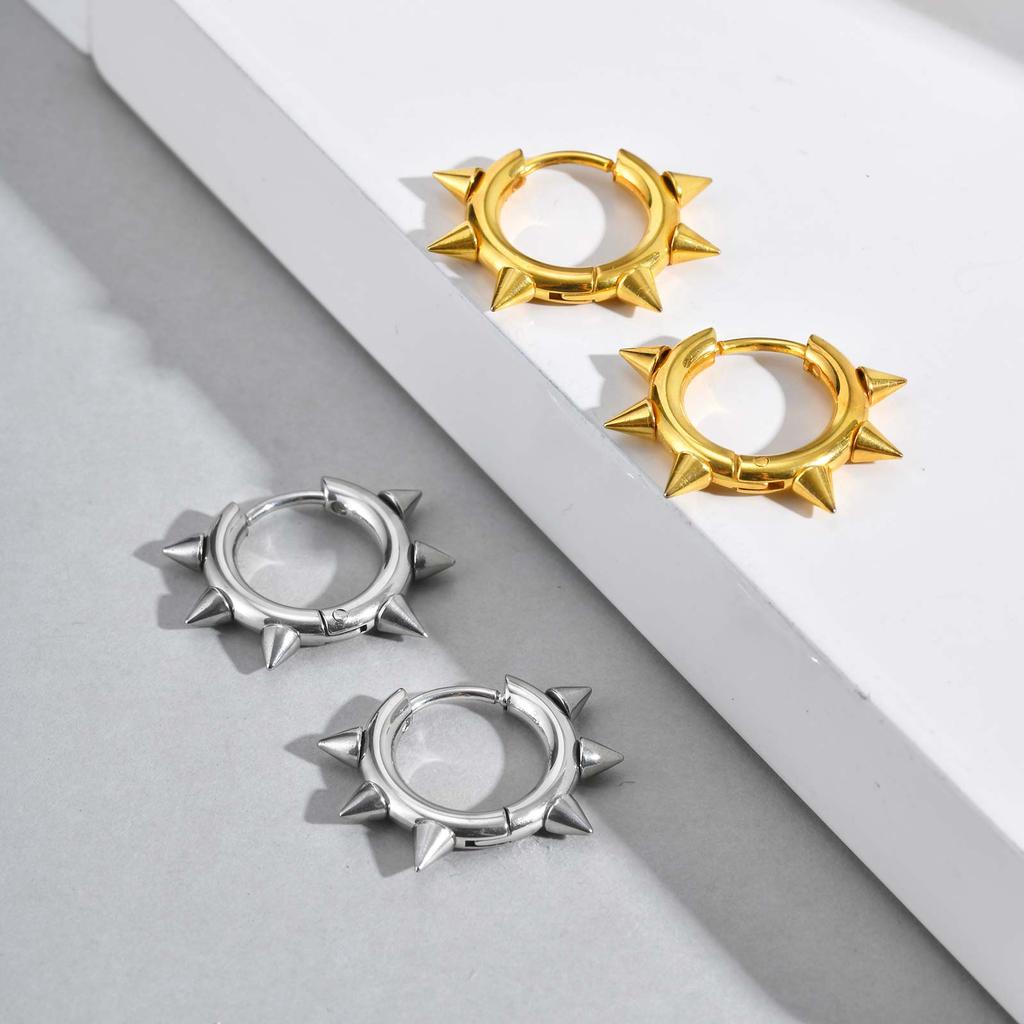 Steel Rivet Hoop Earring for Men Boys,Waterproof Anti Allergy Circle Round Earrings,Cool Punk Jewerlry To Him
