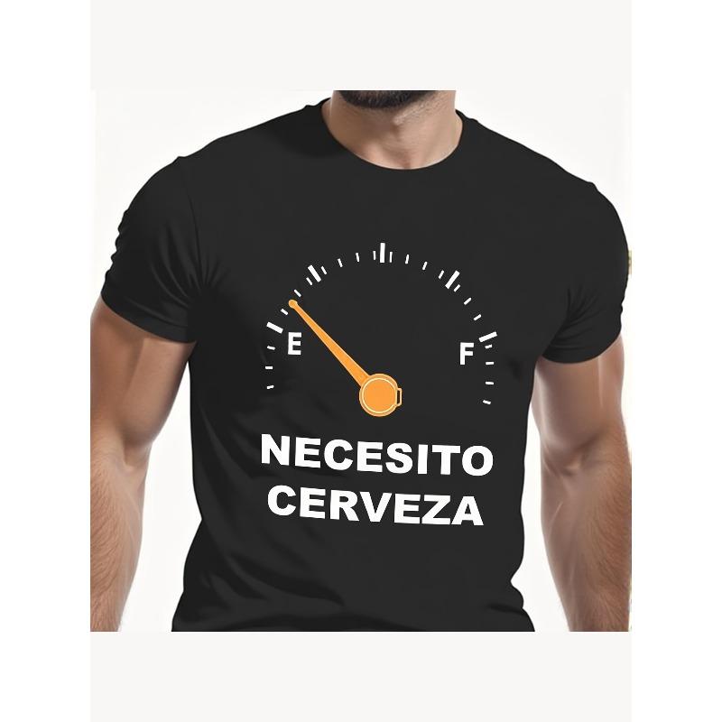 

Men s Funny Spanish Beer T-Shirt, Fuel Gauge & Spanish Slogan Print, with Humorous Fuel Gauge Graphic for Spanish Speakers & Beer Lovers S чёрный