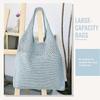 Women Retro Summer Hobo Bag Mesh Hollow Tote Bag Trendy Flower Knitted Shoulder Bags Casual Beach Purse Blue
