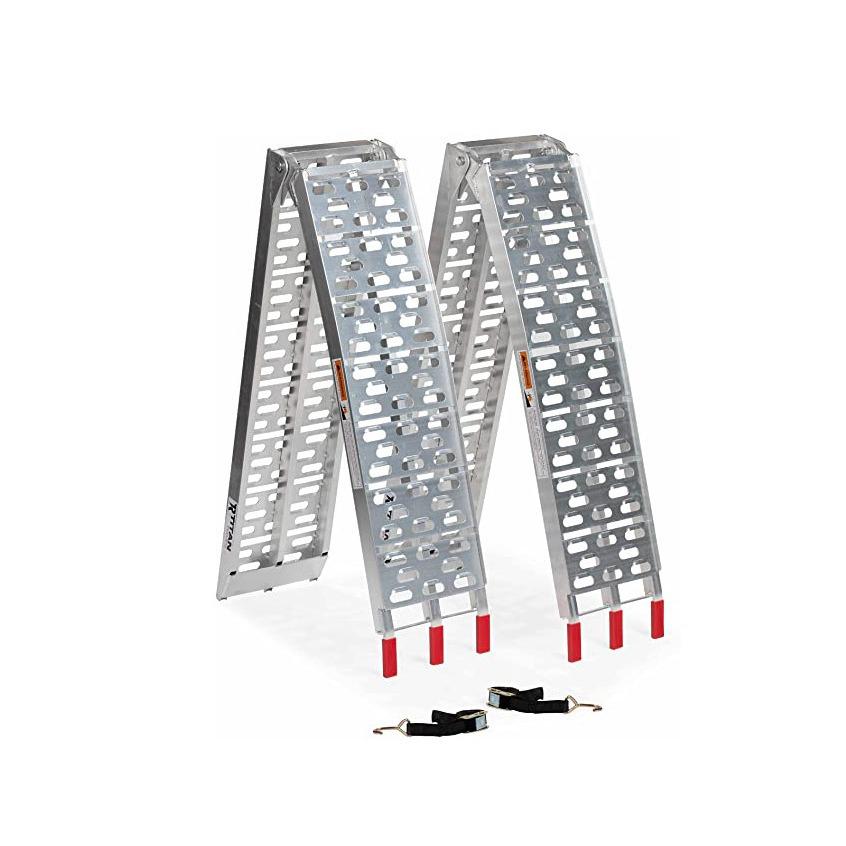Aluminum Alloy Telescopic Slope Climbing Ladder for Motorcycle and Wheelchair Transport.