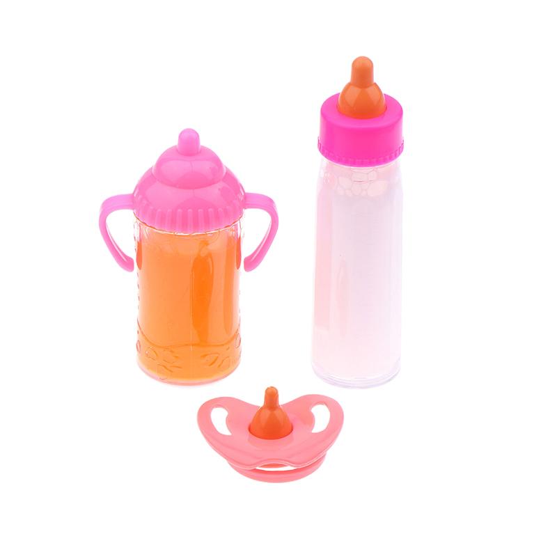 1 Set Baby Care Toy Baby Doll Feeding Bottle Kit Stroller Milk And Juice Bottles With Pacifier Prop For Baby Dolls