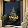 1pc Golden Christmas Tree Stickers Reusable Decals Xmas Window Clings Holiday Decor for Home Party New Year Decorations