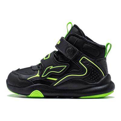 Cloud Non-Slip Rebound Lightweight Shock Absorbing High-Top Outdoor Shoes Kids Shoes Black Green YKNT150-5