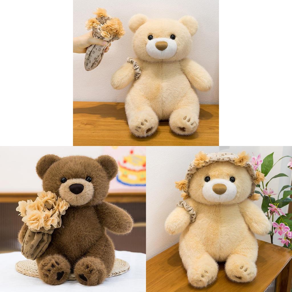 Teddy Bear Plush Toy For Valentines Day Gift Girl Boy Kids Soft Short Plush Material