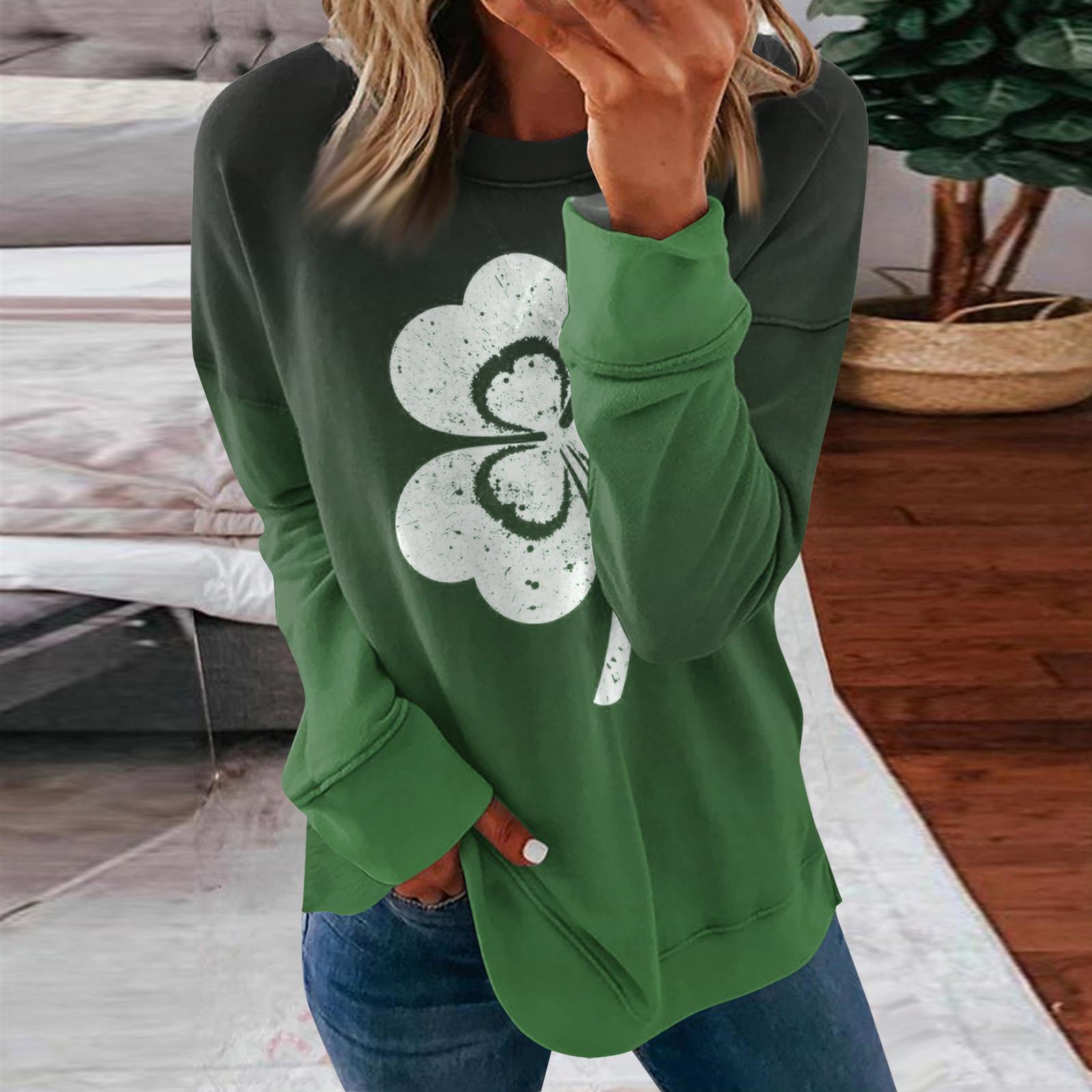 

Женский модный повседневный пуловер с круглым вырезом и длинным рукавом с принтом XL белый