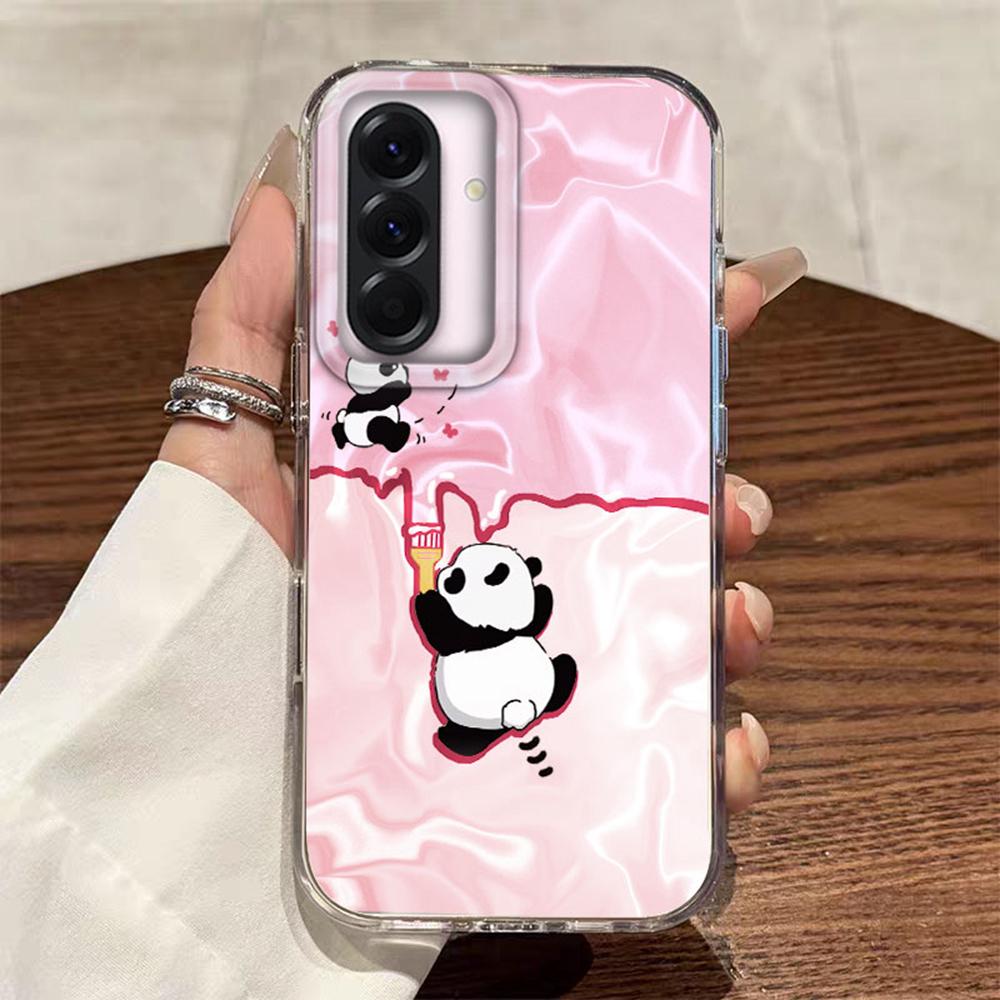 Cute Panda Cartoon Gradient Phone Case For Samsung Galaxy A56 A07 A17 A55 A36 A26 A16 A53 A06 A14 A24 A34 A54 A15 A12 Hard Cover