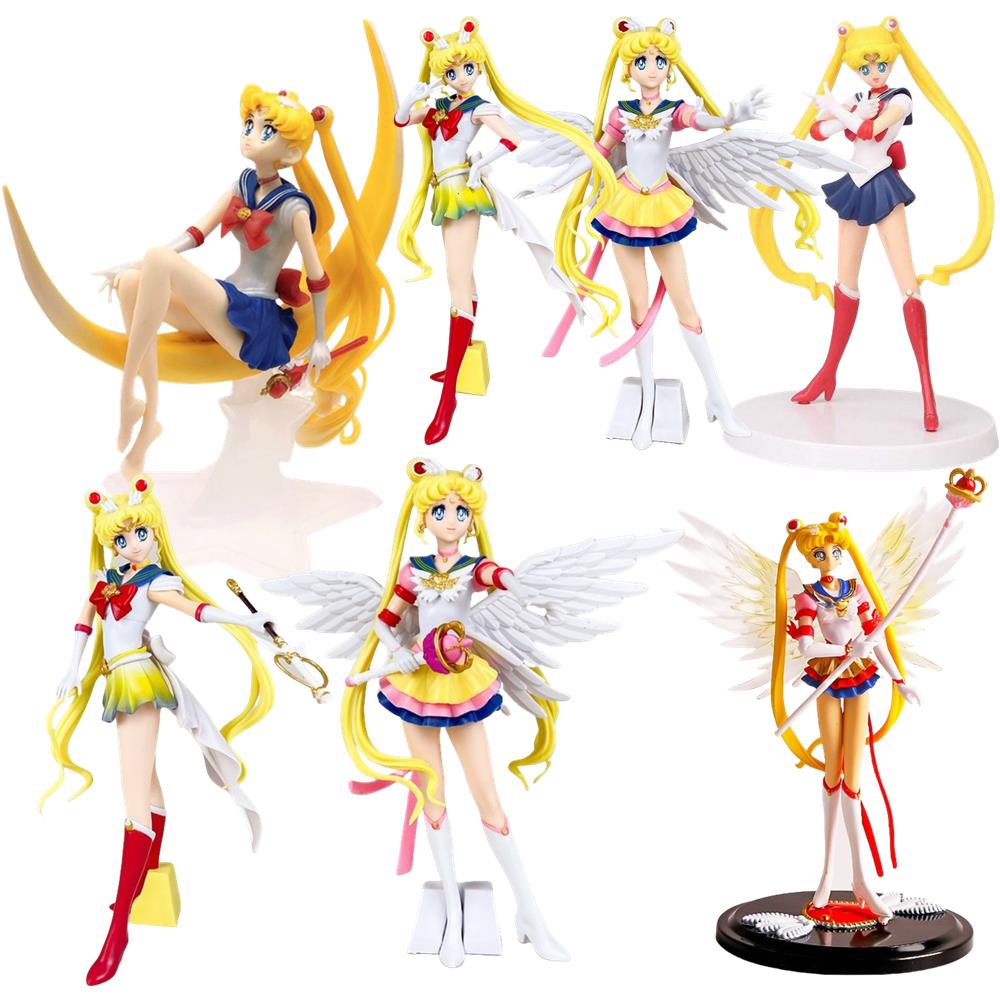 Anime Figuren Vrouwelijke Krijger Maan Haas Pop Bedeltje Engel Zeilmeisje Haas Kawaii PVC Actie Minatuur Taart Decoratie Cadeau Ideaal Voor Meisjes
