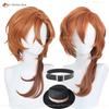 Parrucca Cosplay di Alta Qualità Anime Chuya Nakahara Chuuya 55cm Gradiente Arancione Parrucche Cos Capelli Resistenti al Calore Parrucche per Feste + Cuffia per Parrucca