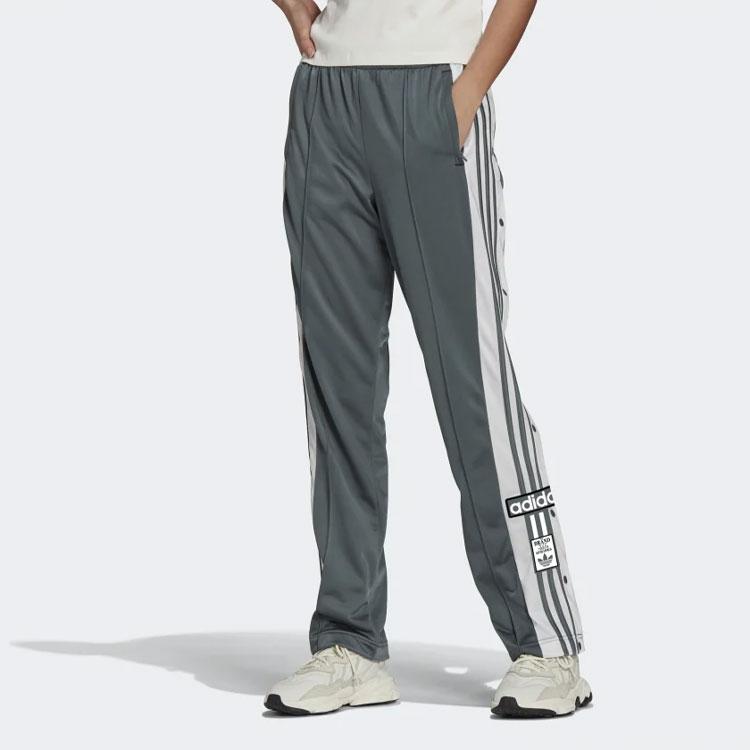 Adidas Originals Side Button Spliced Sports Pants Women Bottoms Dark-Green H38862