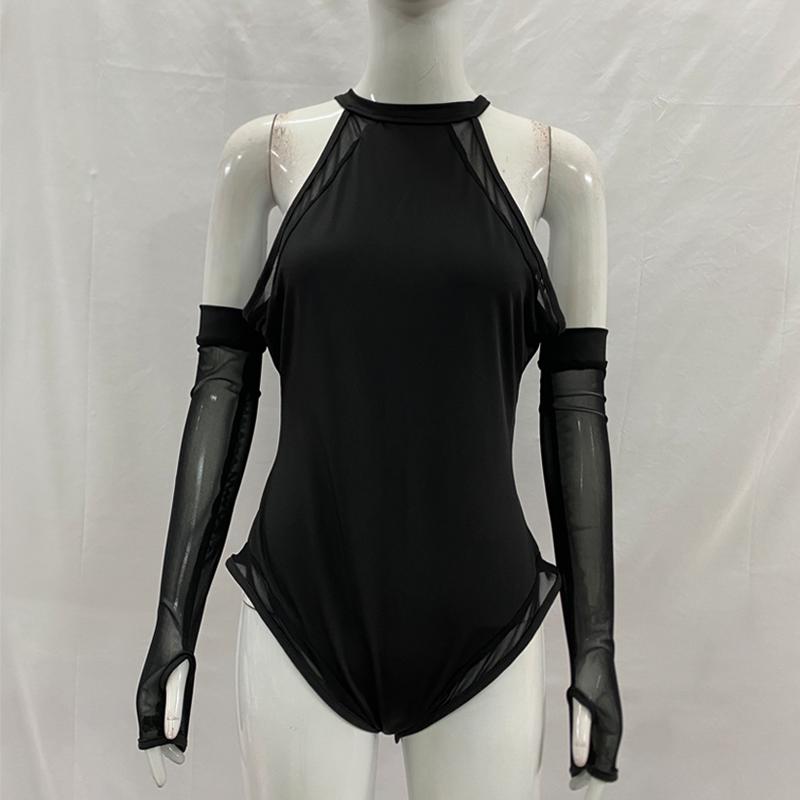 

Европейский и американский весенне-летний многослойный комбинезон без рукавов с вырезом на шее, в сексуальном пляжном стиле L чёрный