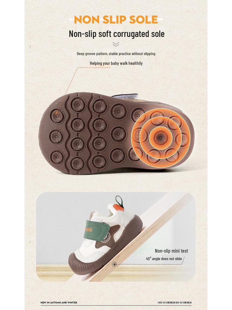 Toddler Winter Cotton Shoes for Ages 1-3, Soft Sole, Plus Velvet, Infant Boy & Girl Functional Shoes