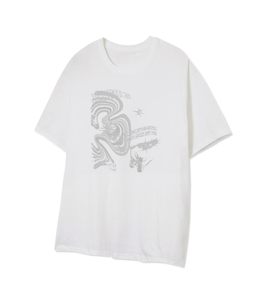 STANDARDERROR 87-Stan333 Y2K Cyber Butterfly Crack Solid Short Sleeve T-Shirt (2 Colors)