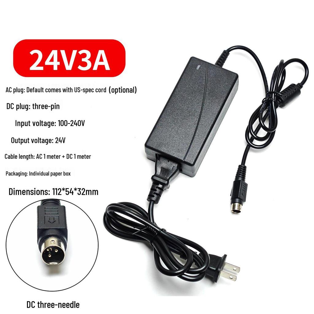 24V 3A Universal Power Adapter for Cash Register Thermal Printer with 3/4-Pin Round Port