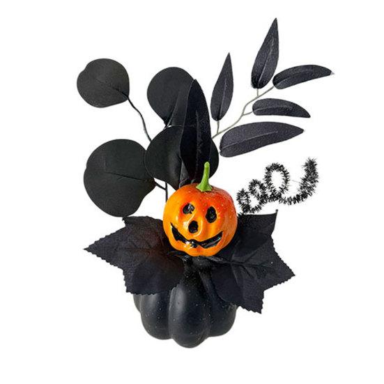 Halloween Spooky Pumpkin Decoration Eyeball Pumpkin Figurine with Black Artificial