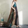 Sleeveless Plus Size Cotton Vintage Stripe New In Dresses for Women Casual Loose Long Summer Dress