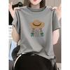 New Shoulder Pure Cotton Round Neck Short-sleeved T-shirt Women's Korean Version Fashion Versatile Foreign Style Top Bottoming Shirt Summer