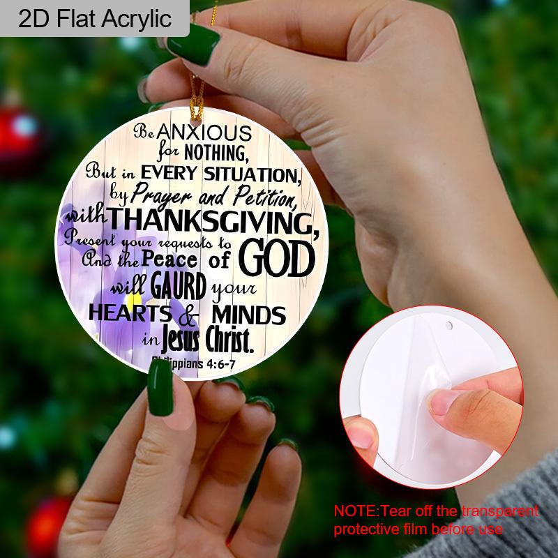 1pc Philippians 4:6-7 Religious Verse Acrylic Ornament Hanging Decor Gift for Christians Home Car Church Easter