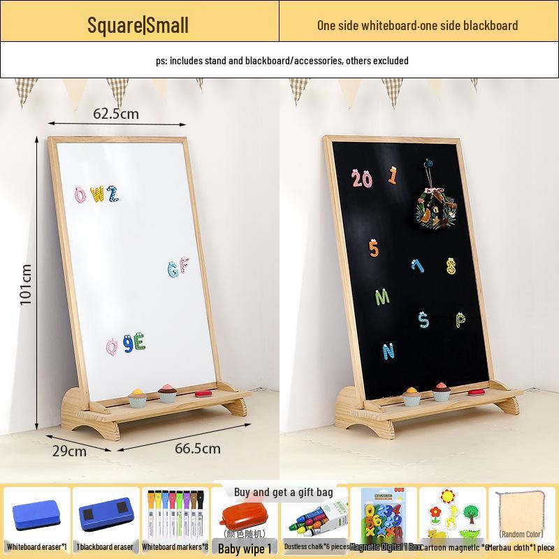 

Двусторонняя магнитная доска для рисования: Безпыльный мольберт из массива дерева для детей - Идеально подходит для раннего образования и домашнего использования Wall-mounted Base