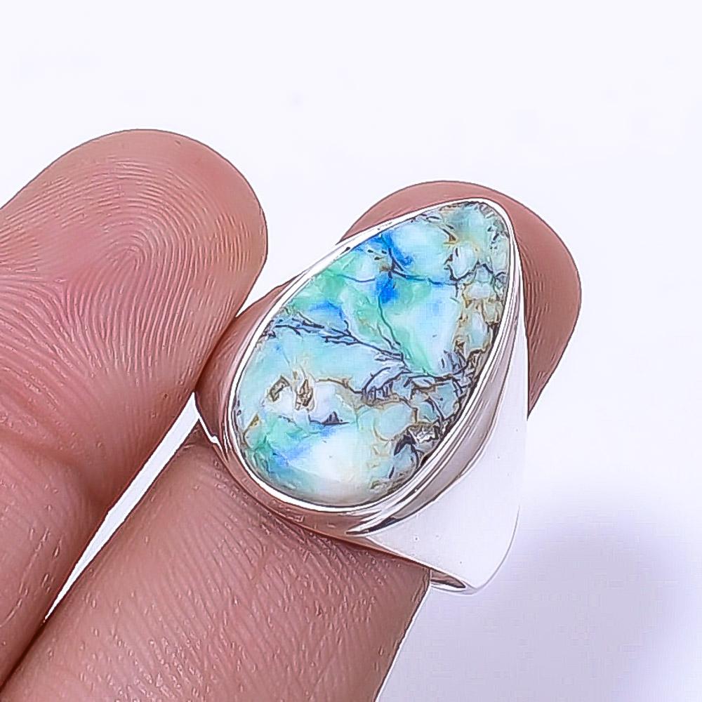

Azurite Turquoise - Utah Gemstone 925 Sterling Silver Ring S.9 R_9496_286_27