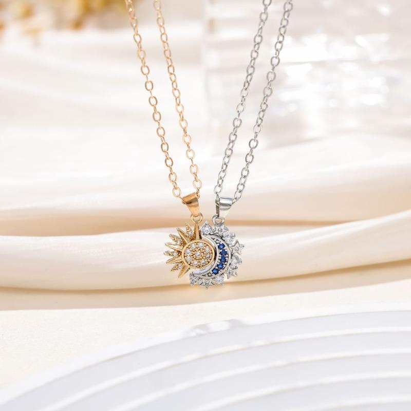 Hot-selling magnetic sun and moon necklace, fashionable and versatile girlfriend gift