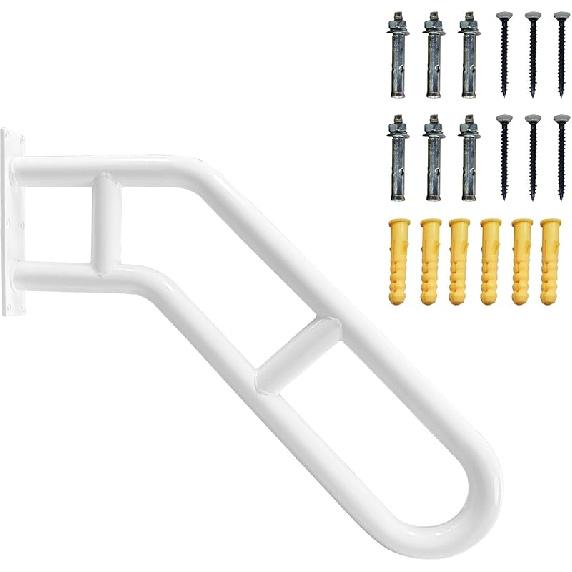 Handrails for Outdoor Steps, 21" Wall Mounted Railings for 1-3 Steps, Stair Railing Safety Grab Bar with 2 Anti-Skid Crossbar for Garage, Porch,