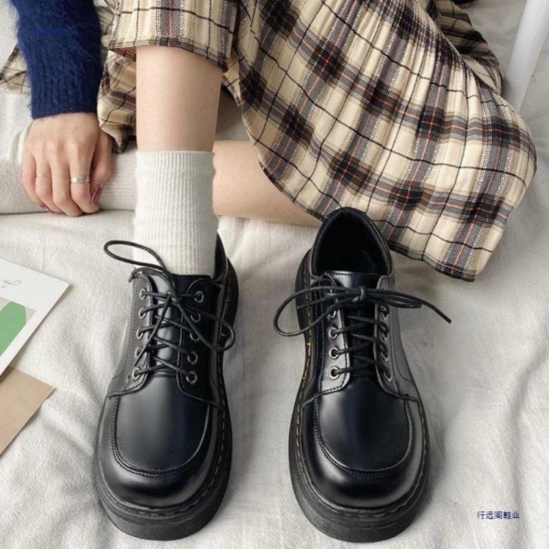 Shoes women's new small leather shoes retro style leather shoes college style platform versatile shoes