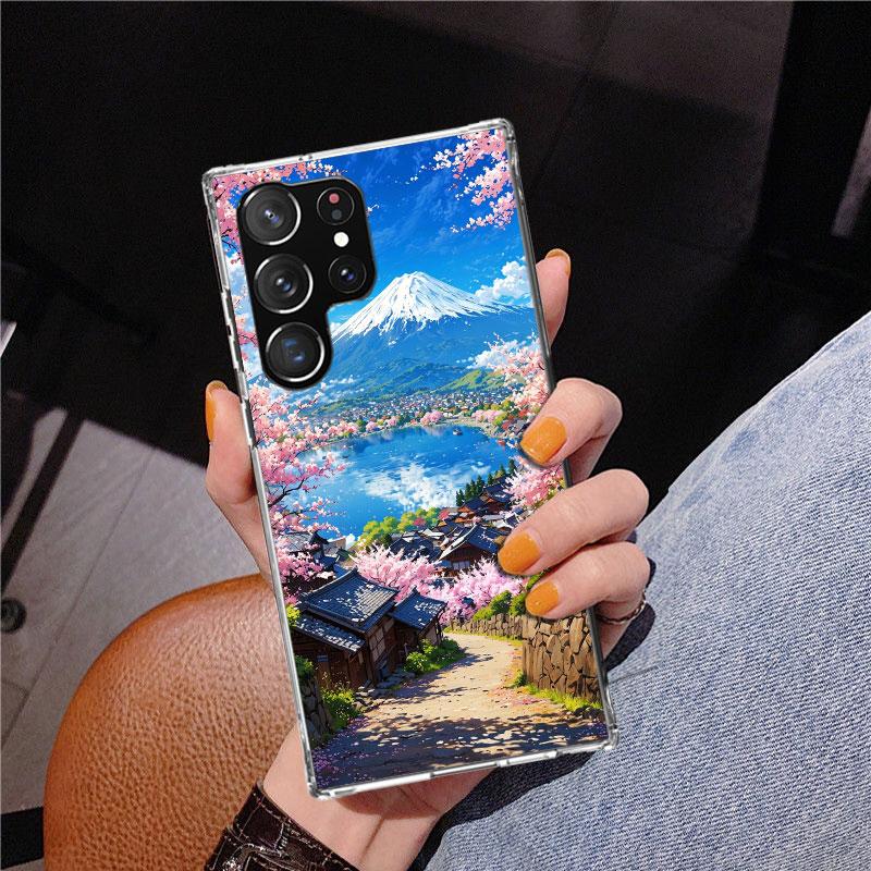 Japanese Cherry Mount Fuji Phnoe Case for Samsung Galaxy S26 S25 Edge S23 S24 Ultra S22 Plus S21 S20 FE Unique Cover Soft Coque