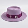 Fashionable Metal XRB Letter Straw Hats for Women Summer Elegant Holidays Boater Hat Outdoor Beach Sun Hat