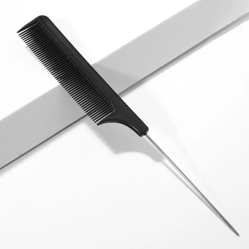 1pc peigne à queue pointue en plastique peigne à aiguilles en acier peigne à dents denses peigne de salon de coiffure