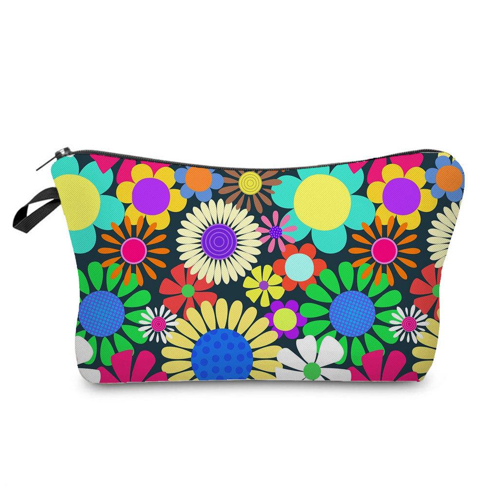 Women Flower Print Cosmetic Bag Toiletries Organize Travel Storage Case 6762 KTB