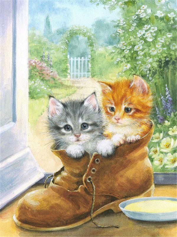 RUOPOTY Kočka malba podle čísel Nástěnná kresba na plátně Jedinečný dárek Obraz podle čísel Zvířecí dekorace do dětského pokoje