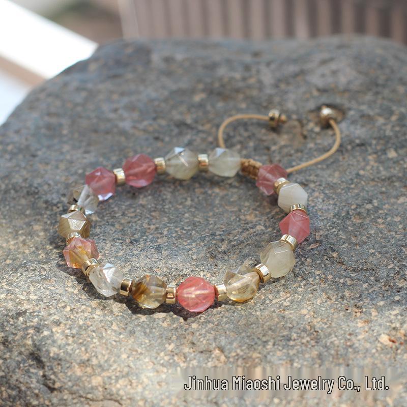 Bohemian Woven Rhombus Cut Tiger's Eye Crystal Bracelet