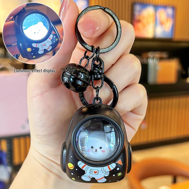 Luminous Cartoon Bear & Cat Keychain with Night Light - Cute Pendant for Backpacks and Schoolbags