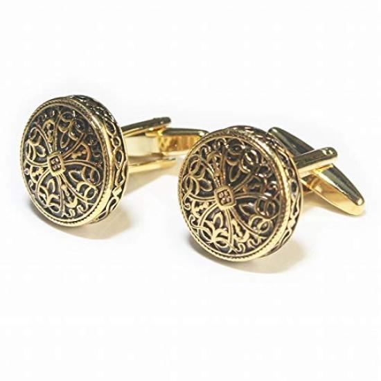 Spinki do mankietów Antyczne złoto wzór krzyża spinki do mankietów cf2180 [Warsztat Kamakura]