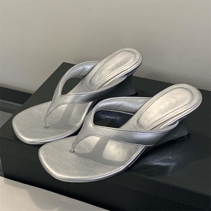 Eilyken Concise Square Clip Toe Platform Wedges Women Slippers Fashion High Heels Flip Flops Summer Shoes