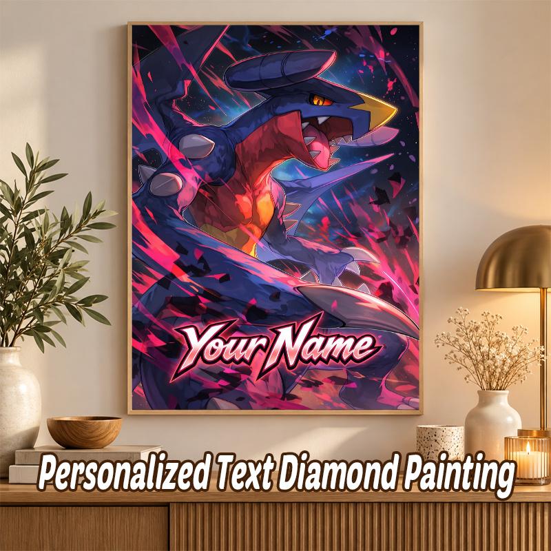 Garchomp Custom Name Diamond Painting Personalized 5D Full Drill DIY Diamond Art Home Decor