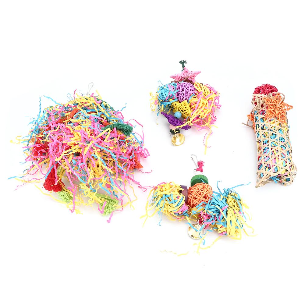 Colorful Parrot Climbing Toys Bird Hanging Cage Chewing Toys with Bell for Pet Supplies