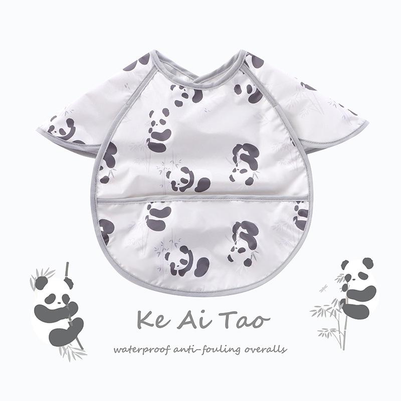 Reversible Waterproof Sleeveless Bib for Infants & Toddlers - Soft, Anti-Dirty Smock Apron with Food Pocket.