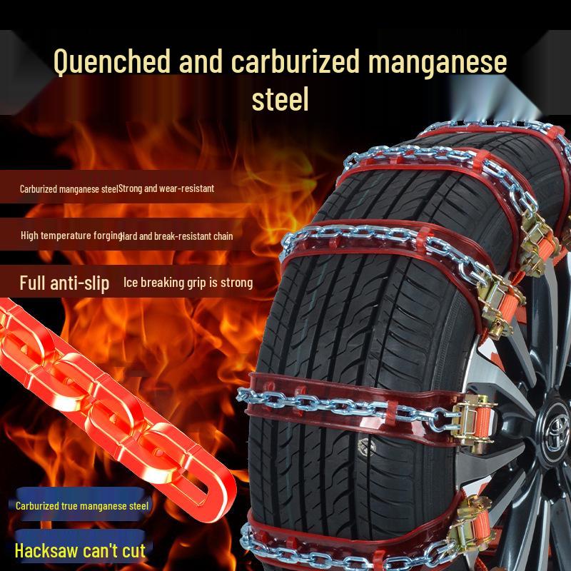 Manganese Steel & Tendon Full Protection Anti-skid Tire Chains for Cars, SUVs, Pickups, Sedans & Off-Road Vehicles