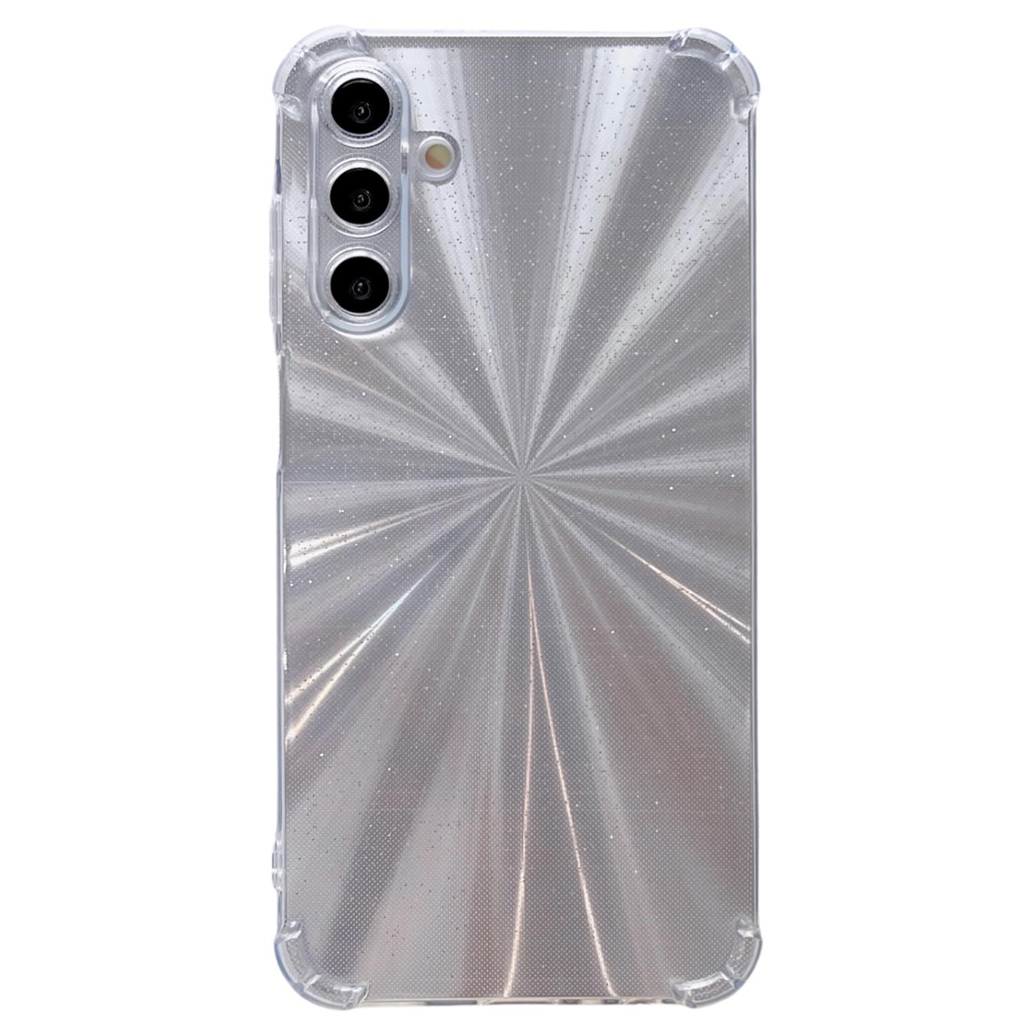 

For Samsung Galaxy A35 5G Case with Card Paper TPU Phone Cover Corner Cushions Aurora Silver
