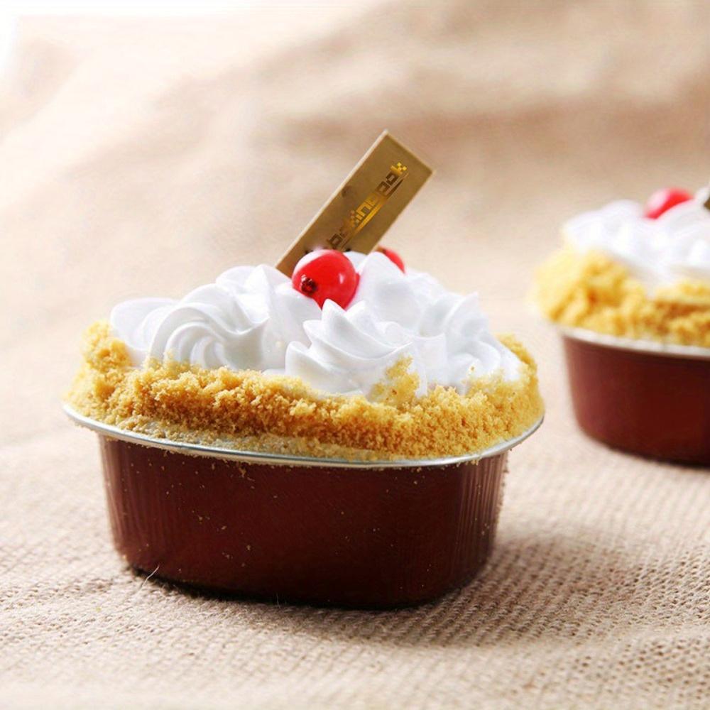 10PCS Aluminum Foil Cake Cup Pan Heart Shaped Cupcake Mold with Lids Disposable Mini Pudding Baking Cups Baking Accessories