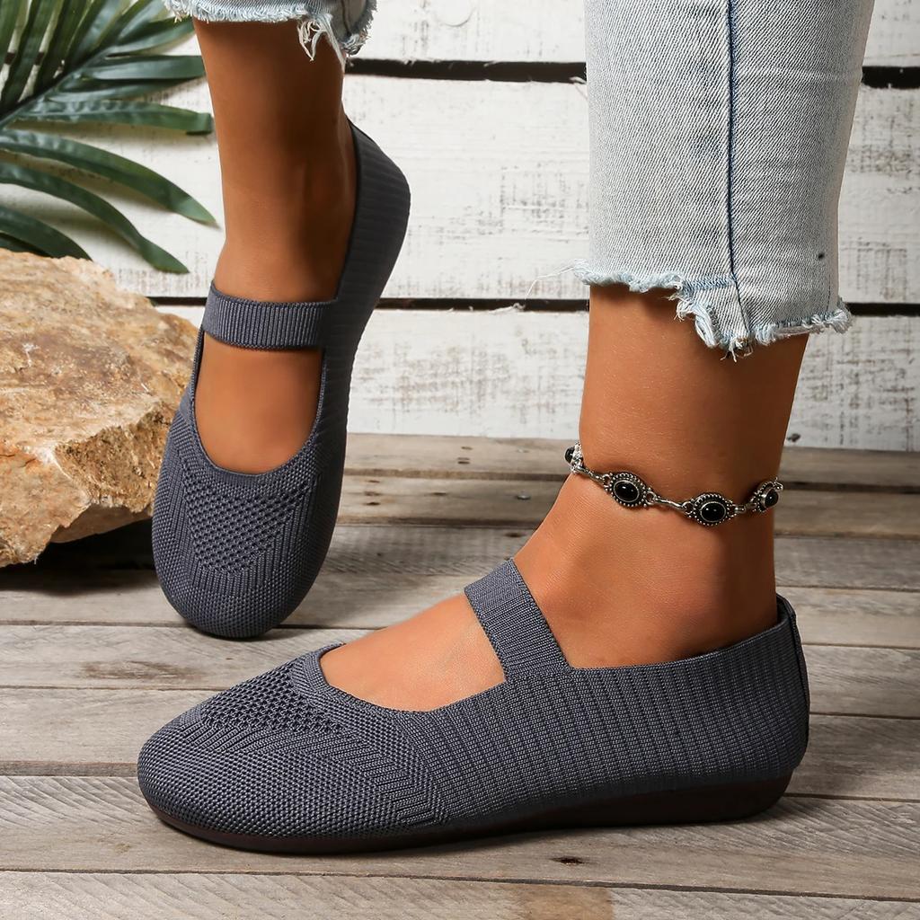 Moda Lato 2025 Modne Nowe Okrągły Nosek Płaskie Antypoślizgowe Damskie Buty Gorąca Wyprzedaż Lekkie Jednokolorowe Siatkowe Płytkie Wsuwane Damskie Baleriny