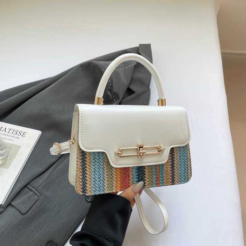 2025 trendy new fashion simple design popular contrasting colors foreign style casual shoulder crossbody portable small square bag