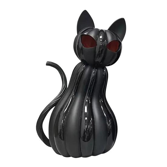 Black Cat Figurine Halloween Table Centerpiece Resin Cat Statue with Spooky Eyes for Party Home Mantel Shelf Decor Cat Lover Gift