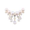 Women Girls Fashion Elegant Pearl Crystal Pendant Badges Brooch Exquisite Lady Alloy High-end Classic Suit Office Pin Jewelry