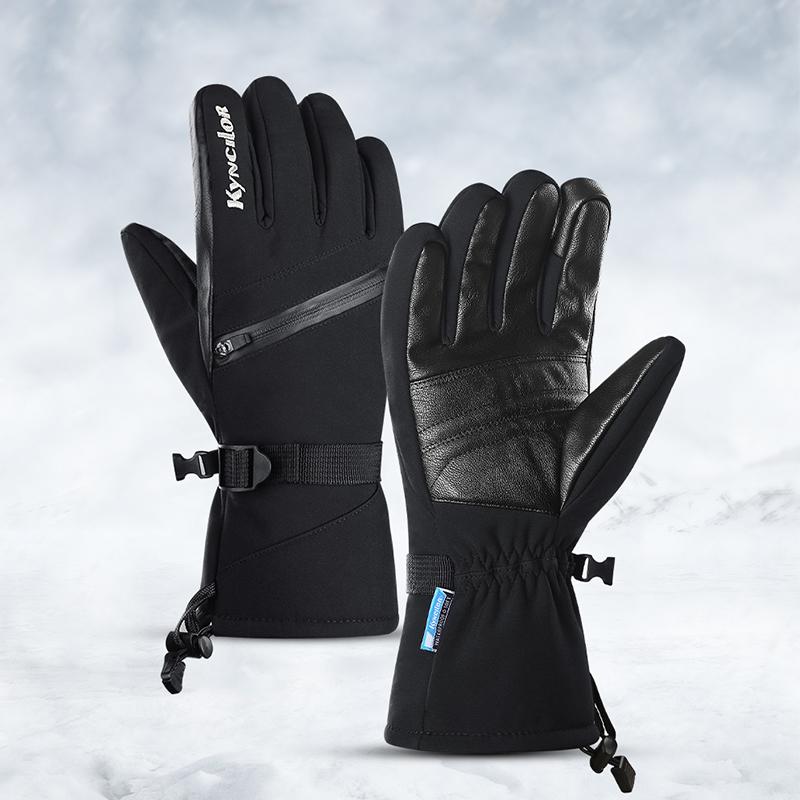 Men s Women s Waterproof Gray Leather Winter Sports Gloves Touch Screen Ski Snowboarding Thermal Gloves Thick Winter Accessories M